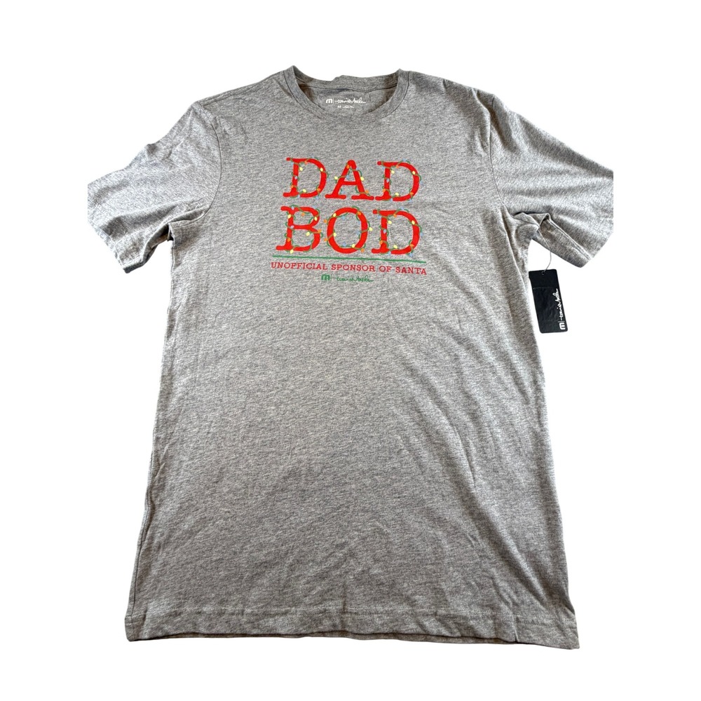 TravisMathew Mens Dad Bod Unofficial Sponsor of Santa Christmas T-Shirt Gray M